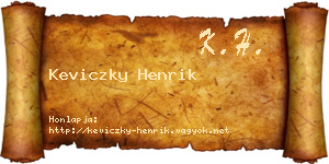 Keviczky Henrik névjegykártya